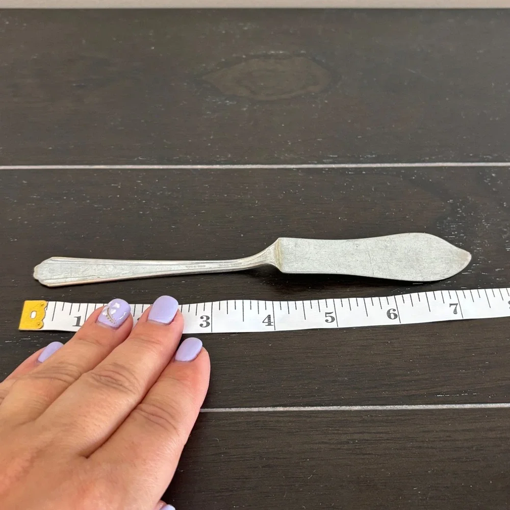 Vintage Perma-Brite Butter‎ Spreader Knife Made in USA Silver Art Deco Ridged 7